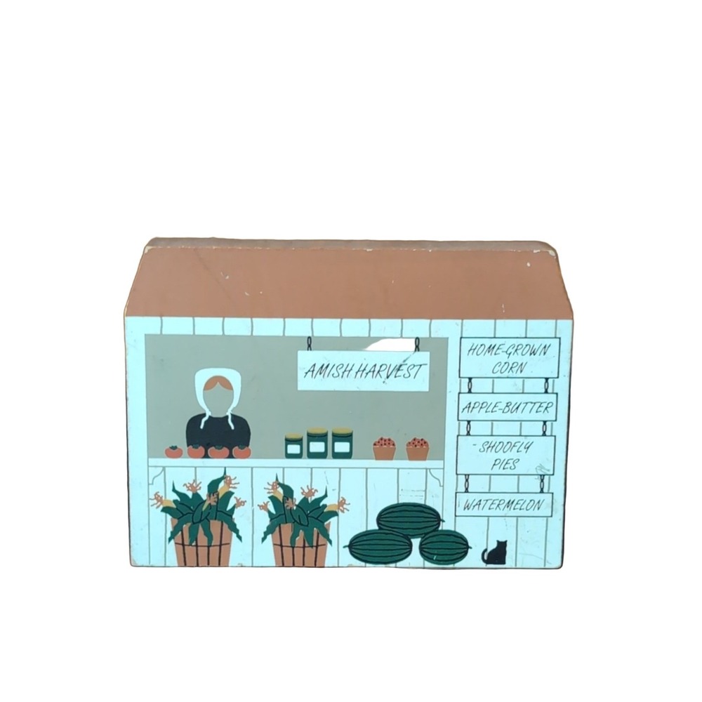 Cat's Meow Village Amish Fruit & Vegetable Stand R 356 Wooden Shelf Sitter 1993